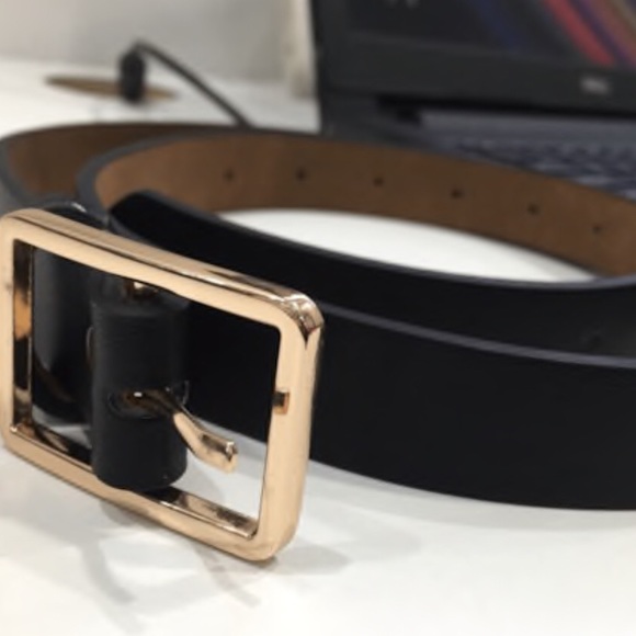 Black belt with gold square buckle Clearance